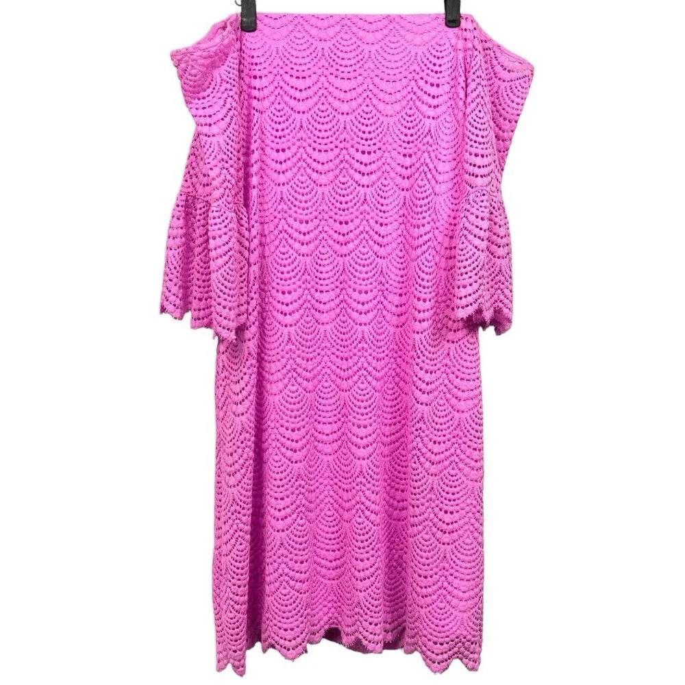 Lilly Pulitzer Lexa Dress Lilac Rose Scalloped Shell Lace Size XL NWT $198